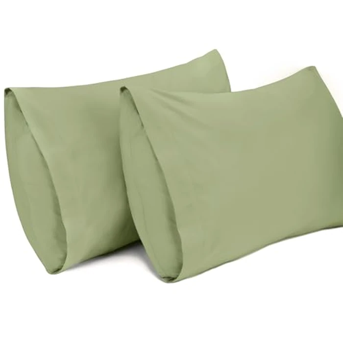 Lirex 2 Pack Pillow Cases, 100% Cotton Breathable Pillowcases Pillow Covers, 20 x 26 inch (50 x 66 cm) Standard Size, Green by Lirex - Image 1