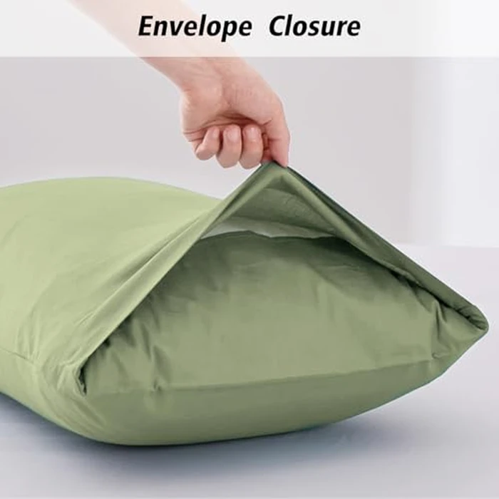 Lirex 2 Pack Pillow Cases, 100% Cotton Breathable Pillowcases Pillow Covers, 20 x 26 inch (50 x 66 cm) Standard Size, Green by Lirex - Image 4