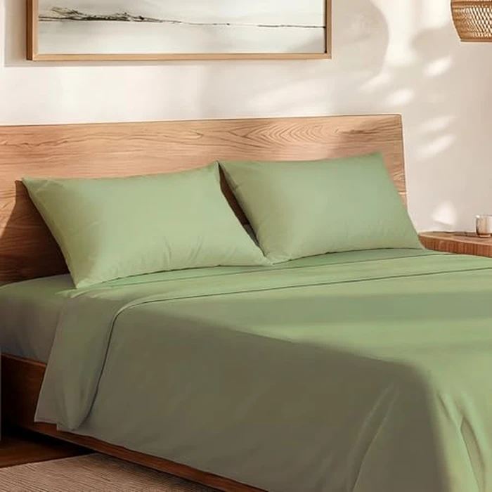 Lirex 2 Pack Pillow Cases, 100% Cotton Breathable Pillowcases Pillow Covers, 20 x 26 inch (50 x 66 cm) Standard Size, Green by Lirex - Image 6