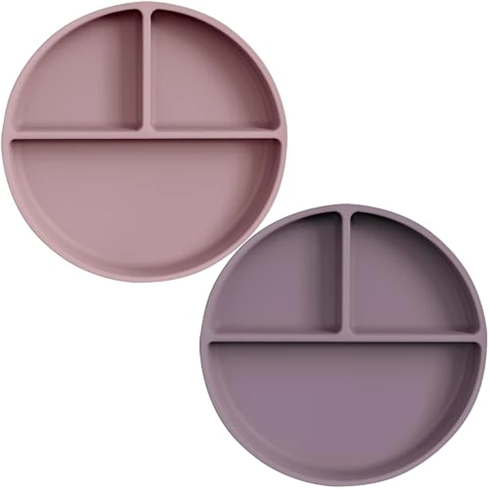 Moonkie Suction Plates for Baby | 100% Silicone BPA-Free Baby Plates| Divided Design | Microwave and Dishwasher Safe | Toddler Plates 2 Pack by Moonkie - Used - Good condition - CA$16.71