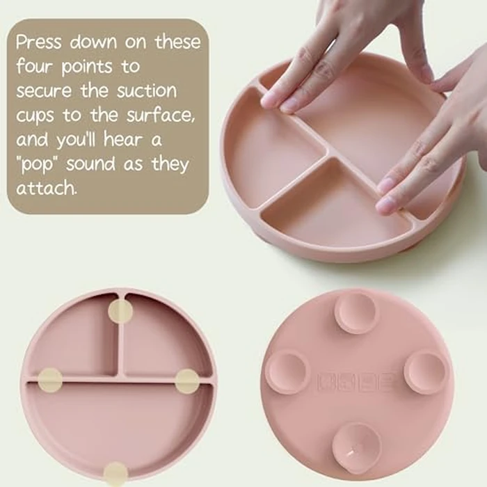 Moonkie Suction Plates for Baby | 100% Silicone BPA-Free Baby Plates| Divided Design | Microwave and Dishwasher Safe | Toddler Plates 2 Pack by Moonkie - Image 4