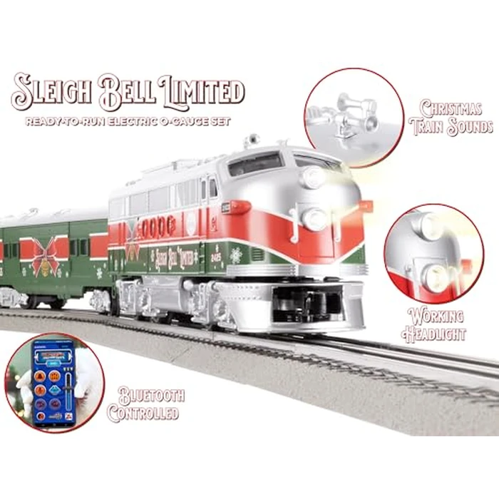 Lionel Sleigh Bell Limited Passenger LionChief 5.0 Electric O Gauge Train Set with Bluetooth & Remote by Lionel - Image 3