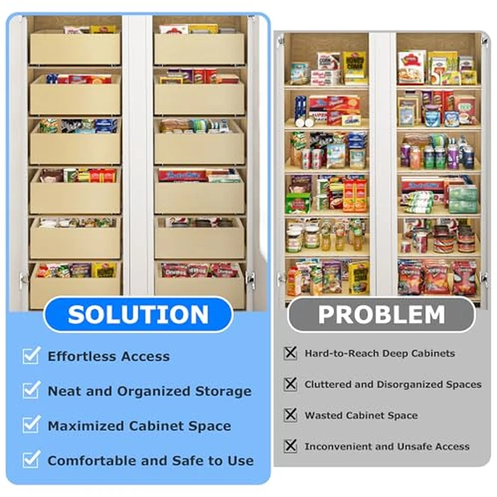 WelFurGeer Soft Close Pull Out Drawers for Cabinets, 23" W x 22" D Pull Out Cabinet Organizer, Bottom Mount Pull Out Drawer, Space-Saving Slide Out Drawers for Kitchen Cabinets for Home & Kitchen by WelFurGeer - Image 3