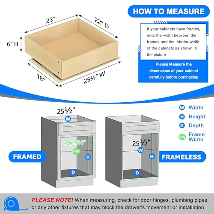 WelFurGeer Soft Close Pull Out Drawers for Cabinets, 23" W x 22" D Pull Out Cabinet Organizer, Bottom Mount Pull Out Drawer, Space-Saving Slide Out Drawers for Kitchen Cabinets for Home & Kitchen by WelFurGeer - Image 5
