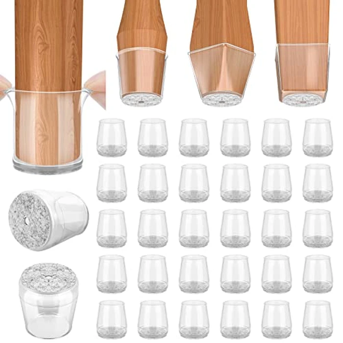 BALEINE Silicone Chair Leg Floor Protectors, Stool Leg Protectors Cap, Chair Leg Caps for Hardwood Floors (Clear-32pcs, Round S) by BALEINE - Used - Very Good condition