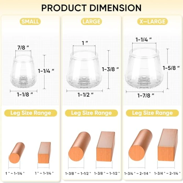 BALEINE Silicone Chair Leg Floor Protectors, Stool Leg Protectors Cap, Chair Leg Caps for Hardwood Floors (Clear-32pcs, Round S) by BALEINE - Image 4