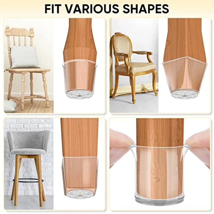 BALEINE Silicone Chair Leg Floor Protectors, Stool Leg Protectors Cap, Chair Leg Caps for Hardwood Floors (Clear-32pcs, Round S) by BALEINE - Image 8