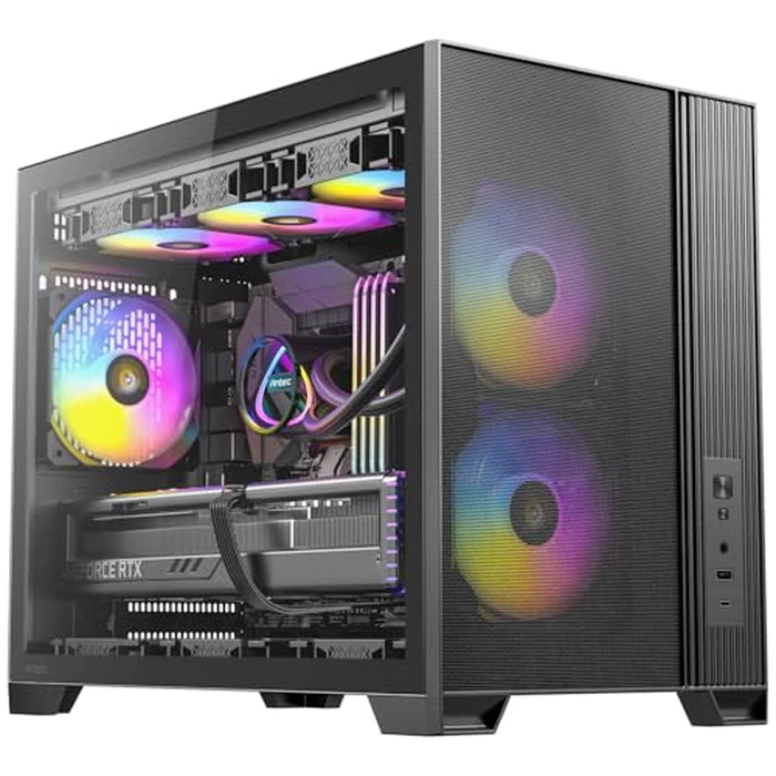 Antec Flux M, 3 x 120 PWM ARGB,3 x 120 PWM Reverse Fans Included, Vertical Airflow Design, 360mm Top Radiator Support, Type-C 3.2 Gen 2, Full-Size Dust Filters, Compact Micro-ATX Gaming Case by Antec - Used - Like New condition - US$63.50