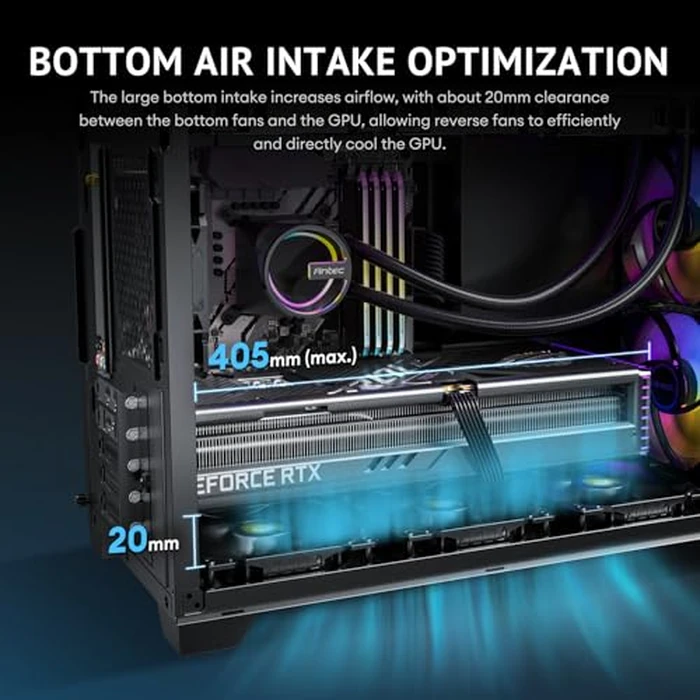 Antec Flux M, 3 x 120 PWM ARGB,3 x 120 PWM Reverse Fans Included, Vertical Airflow Design, 360mm Top Radiator Support, Type-C 3.2 Gen 2, Full-Size Dust Filters, Compact Micro-ATX Gaming Case by Antec - Image 9