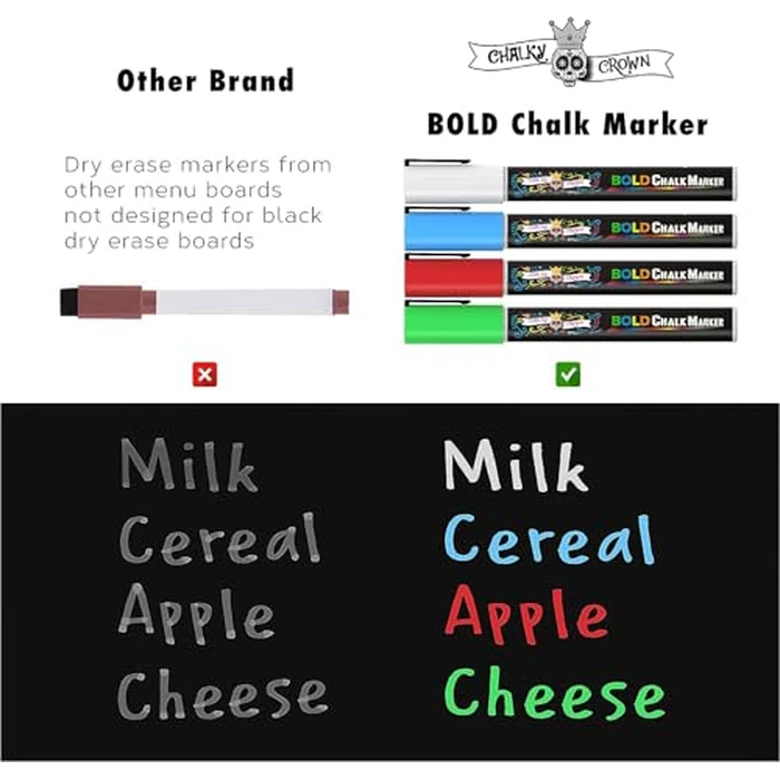 Magnetic Dry Erase Menu Board for Fridge Includes 4 Liquid Chalk Markers - Weekly Meal Planner Blackboard, Grocery List and Notepad for Kitchen Refrigerator - Chalkboard Magnet by Chalky Crown - Image 3