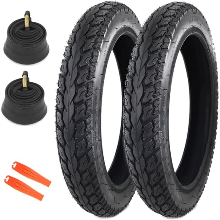MAKELEN 2 Pack E-Bike Tire Kids Bike Tire 14x2.125 with 2 Tubes Strong Grip Compatible Replacement Bicycle Tire for Electrc Bicycle Black by MAKELEN - Image 1