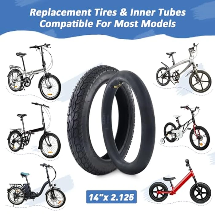 MAKELEN 2 Pack E-Bike Tire Kids Bike Tire 14x2.125 with 2 Tubes Strong Grip Compatible Replacement Bicycle Tire for Electrc Bicycle Black by MAKELEN - Image 2