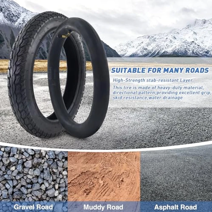 MAKELEN 2 Pack E-Bike Tire Kids Bike Tire 14x2.125 with 2 Tubes Strong Grip Compatible Replacement Bicycle Tire for Electrc Bicycle Black by MAKELEN - Image 4