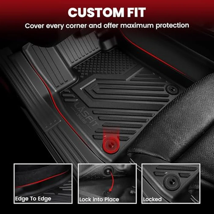 LASFIT Floor Mats & Trunk Mat for Honda Odyssey 2011-2017 (Fit 7& 8 Seaters), All Weather TPE Custom Fit Car Floor Liners, 1st & 2nd & 3rd Row & Cargo Mat, Black (EX-L/EX/Touring/Touring Elite/SE/LX) by LASFIT - Image 3