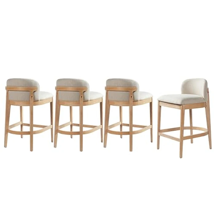 Christopher Knight Home Arden Indoor Wooden Counter Stool Set of 4, Upholstered Seat with Foam Cushion, Kitchen Bar Stools with Rubberwood Frame and Footrest for Dining Island, Beige + Natural by Christopher Knight Home - Image 8