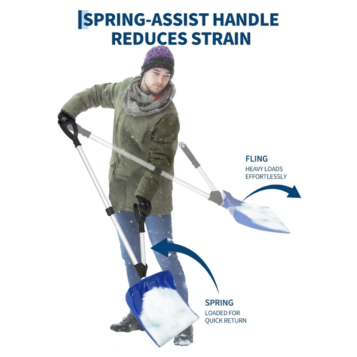 GarveeLife Snow Shovel for Driveway, Ergonomic Snow Pusher Shovel with Assisted Handle, 17.7x12.6 in Blade with Aluminum Edge, Perfect for Driveway Walkway Garden Patio Yard, Blue by GarveeLife - Image 6