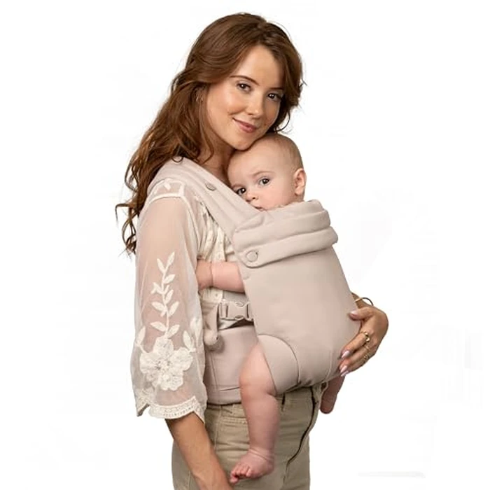 Infantino Honey Blossom Baby Carrier, Ergonomic Infant to Toddler Carrier, Hip Healthy “M” Position Support, Adjustable Sliding Seat, Padded Cross-Back Straps, 7-40 lbs, Toasted Almond by Infantino - Image 1