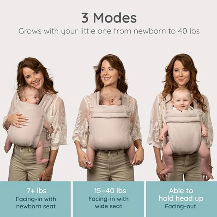 Infantino Honey Blossom Baby Carrier, Ergonomic Infant to Toddler Carrier, Hip Healthy “M” Position Support, Adjustable Sliding Seat, Padded Cross-Back Straps, 7-40 lbs, Toasted Almond by Infantino - Image 2