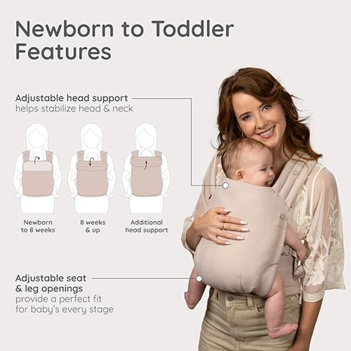 Infantino Honey Blossom Baby Carrier, Ergonomic Infant to Toddler Carrier, Hip Healthy “M” Position Support, Adjustable Sliding Seat, Padded Cross-Back Straps, 7-40 lbs, Toasted Almond by Infantino - Image 4