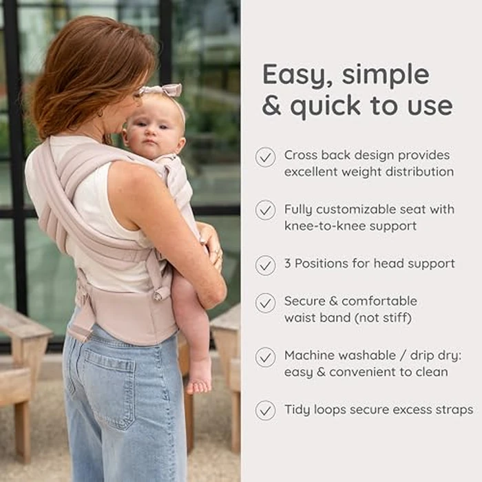 Infantino Honey Blossom Baby Carrier, Ergonomic Infant to Toddler Carrier, Hip Healthy “M” Position Support, Adjustable Sliding Seat, Padded Cross-Back Straps, 7-40 lbs, Toasted Almond by Infantino - Image 7