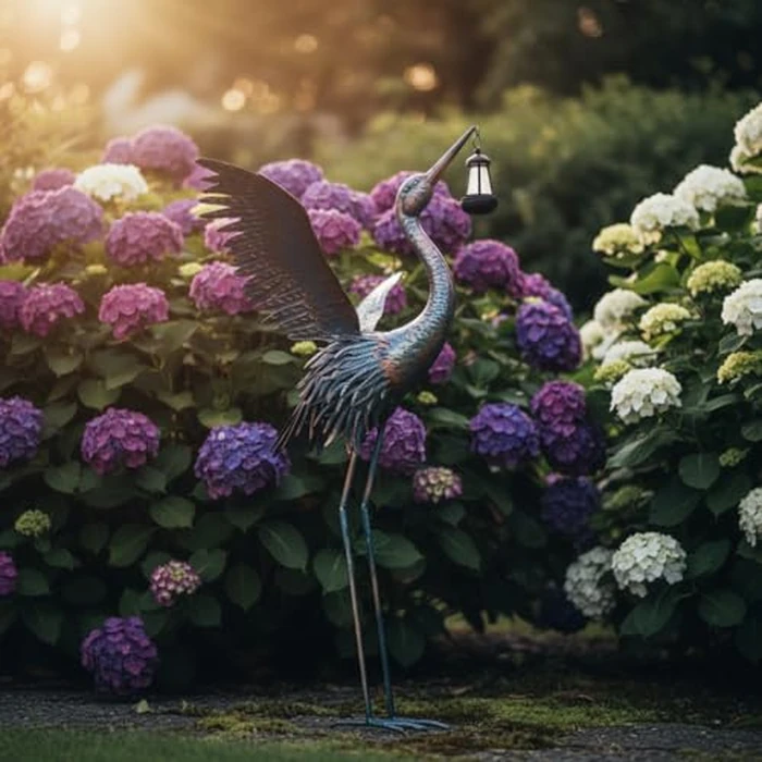 ViteenLight Crane Garden Statues with Solar Ligh for Outside, 43" Metal Heron Yard Art & Garden Sculptures - Large Outdoor Decor for Patio, Backyard, Pond, Lawn Ornaments by ViteenLight - Used - Like New condition - US$56.99