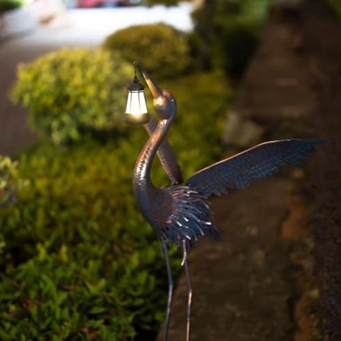 ViteenLight Crane Garden Statues with Solar Ligh for Outside, 43" Metal Heron Yard Art & Garden Sculptures - Large Outdoor Decor for Patio, Backyard, Pond, Lawn Ornaments by ViteenLight - Image 2