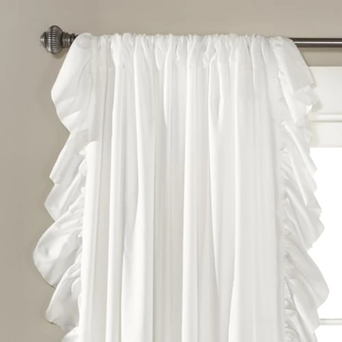 Lush Decor Reyna Ruffle Window Curtain Panel Set, Pair, 54" W x 95" L, White - Flowy Curtain Set - Romantic Ruffle Curtains for Bedroom, Living Room, or Dining Room - Farmhouse & Cottage Home Decor by Lush Decor - Image 2