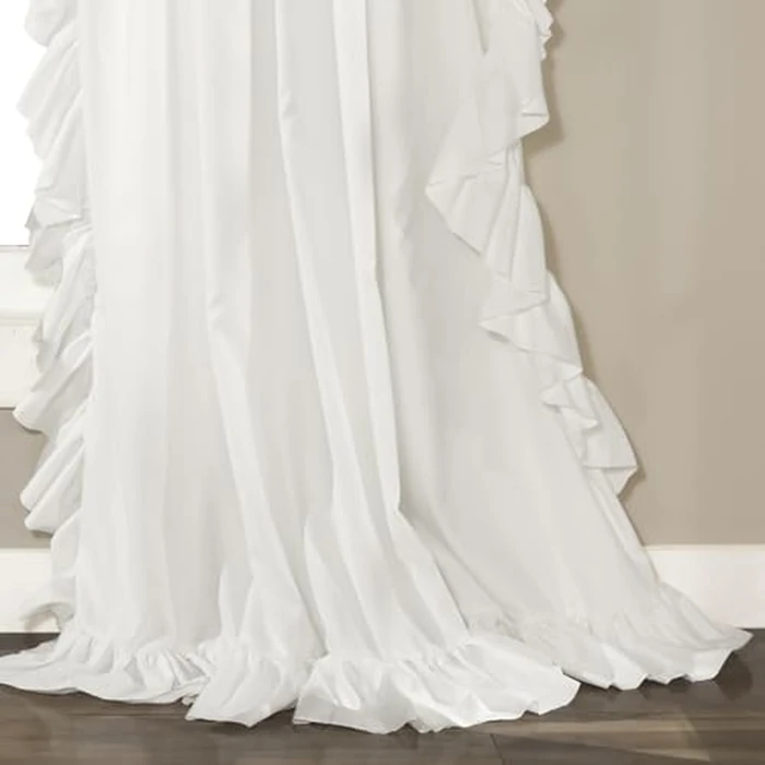 Lush Decor Reyna Ruffle Window Curtain Panel Set, Pair, 54" W x 95" L, White - Flowy Curtain Set - Romantic Ruffle Curtains for Bedroom, Living Room, or Dining Room - Farmhouse & Cottage Home Decor by Lush Decor - Image 4