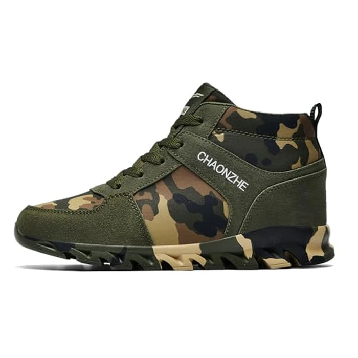 Elevator Shoes for Women Men Camouflage Running Footwear Casual Sneakers Sport Camo Leisure High Shoe 6cm Outdoor Climbing Hiking Hidden heel Canvas Sneakers Army green (Army Green, Adult, Women, 8.5, Numeric, US Footwear Size System, Medium) by Babiup - Image 3