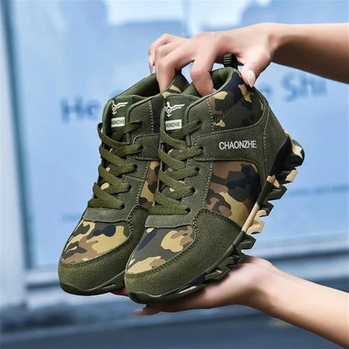 Elevator Shoes for Women Men Camouflage Running Footwear Casual Sneakers Sport Camo Leisure High Shoe 6cm Outdoor Climbing Hiking Hidden heel Canvas Sneakers Army green (Army Green, Adult, Women, 8.5, Numeric, US Footwear Size System, Medium) by Babiup - Image 6