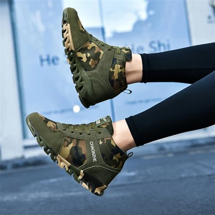 Elevator Shoes for Women Men Camouflage Running Footwear Casual Sneakers Sport Camo Leisure High Shoe 6cm Outdoor Climbing Hiking Hidden heel Canvas Sneakers Army green (Army Green, Adult, Women, 8.5, Numeric, US Footwear Size System, Medium) by Babiup - Image 8