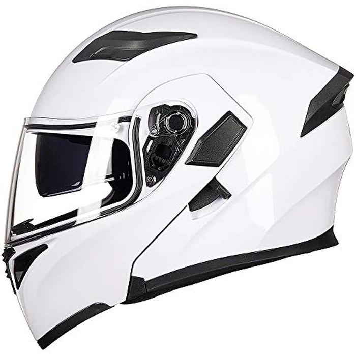 ILM Motorcycle Dual Visor Flip up Modular Full Face Helmet DOT with 7 Colors (S, White) by ILM - Image 4