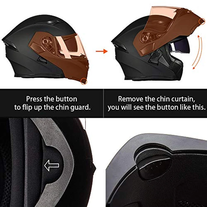 ILM Motorcycle Dual Visor Flip up Modular Full Face Helmet DOT with 7 Colors (S, White) by ILM - Image 5