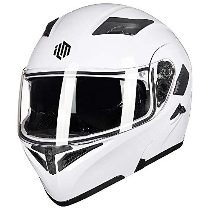 ILM Motorcycle Dual Visor Flip up Modular Full Face Helmet DOT with 7 Colors (S, White) by ILM - Image 7