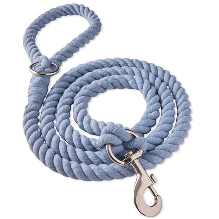 Tucker II - The Twisted Rope Leash, Organic Cotton Dog Leash with Durable Twisted Rope 6 ft. for All Pet Breeds, Faded Denim, by Pet Passion - Used - Very Good condition - CA$21.84