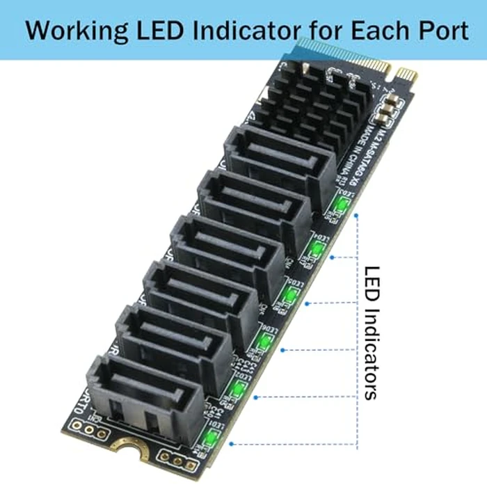 M.2 to SATA 3.0 Adapter [6-Port], RIITOP M.2 NVMe to 6 Ports SATA III Expansion Card Adapter 6Gbps with Chipset ASM1166 by RIITOP - Image 5