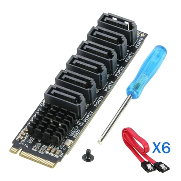 M.2 to SATA 3.0 Adapter [6-Port], RIITOP M.2 NVMe to 6 Ports SATA III Expansion Card Adapter 6Gbps with Chipset ASM1166 by RIITOP - Image 6