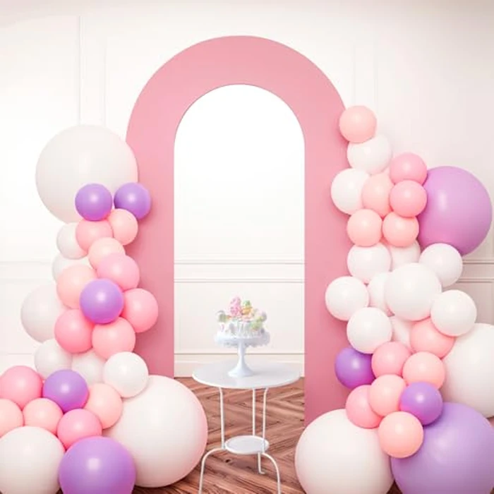 Babenest 7.2Ft Spandex Open Arch Backdrop, Fitted Double-Sided U-Shaped Wedding Arch Cover, Round Top Chiara Stand for Ceremony Baby Shower Birthday Party Decoration (Dusty Pink) by Babenest - Used - Very Good condition - US$12.28