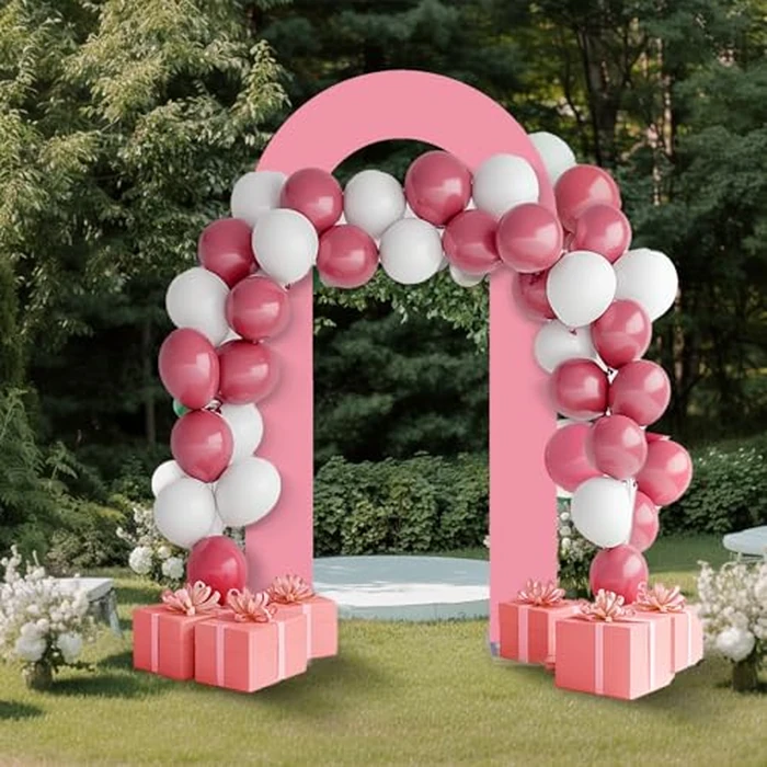 Babenest 7.2Ft Spandex Open Arch Backdrop, Fitted Double-Sided U-Shaped Wedding Arch Cover, Round Top Chiara Stand for Ceremony Baby Shower Birthday Party Decoration (Dusty Pink) by Babenest - Image 2