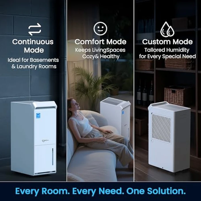 5,000 Sq. Ft Energy Star Dehumidifiers for Basements,Vellgoo Max 100 Pint/D Dehumidifier with Drain Hose, Dehumidifier for Home Large Room, Auto Defrost, Intelligent Humidity Control, 24 Hr Timer by Vellgoo - Image 5