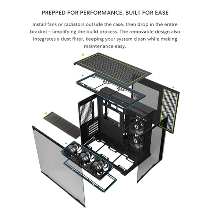 LIAN LI O11D MINI V2 | Compact ATX Mid-Tower Airflow Computer Case | Panoramic View | Fully Ventilated Airflow | Adjustable I/O | Pillar-Less | Cable Management | Black (O11DMIV2X) by Lian Li - Image 7