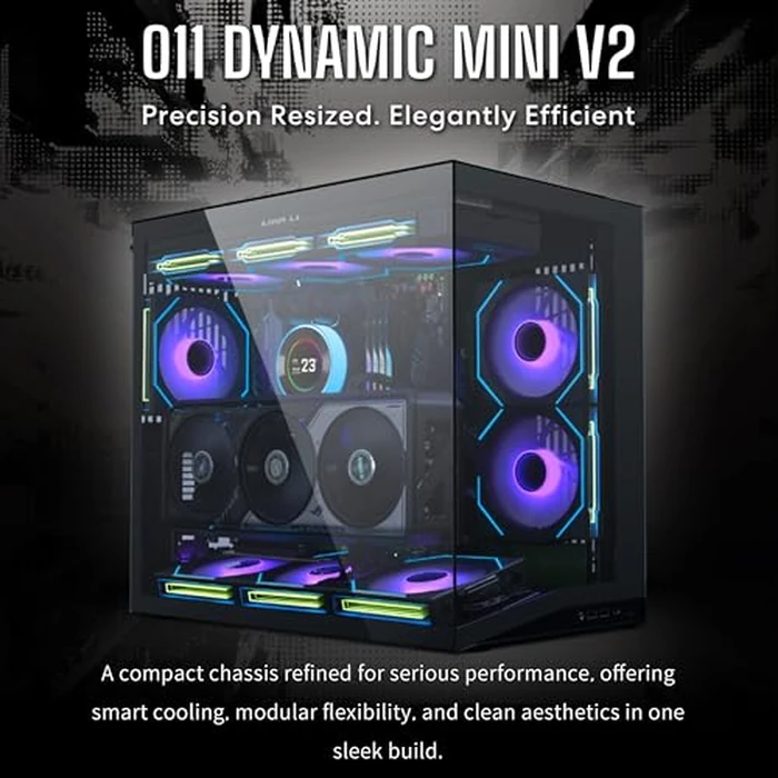LIAN LI O11D MINI V2 | Compact ATX Mid-Tower Airflow Computer Case | Panoramic View | Fully Ventilated Airflow | Adjustable I/O | Pillar-Less | Cable Management | Black (O11DMIV2X) by Lian Li - Image 9