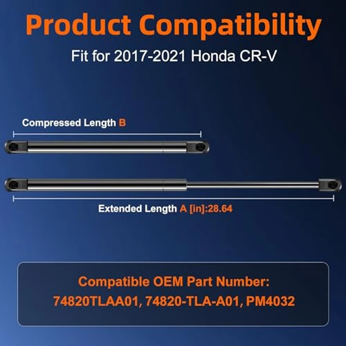 Euplokeer Qty (2) Liftgate Replacement Lift Support for Honda CR-V CRV 2017-2021 Tailgate Rear Hatch W/O Power, Trunk Shock Strut Replace OE# 74820-TLA-A01, 74870TLAA01 by Euplokeer - Image 2