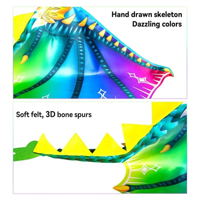 D.Q.Z Toddlers Dinosaur-Dragon-Wings Costume for Kids with Mask, Dino Cape Boys Dress Up Birthday Party Toys Gifts (Rainbow) by D.Q.Z - Image 4