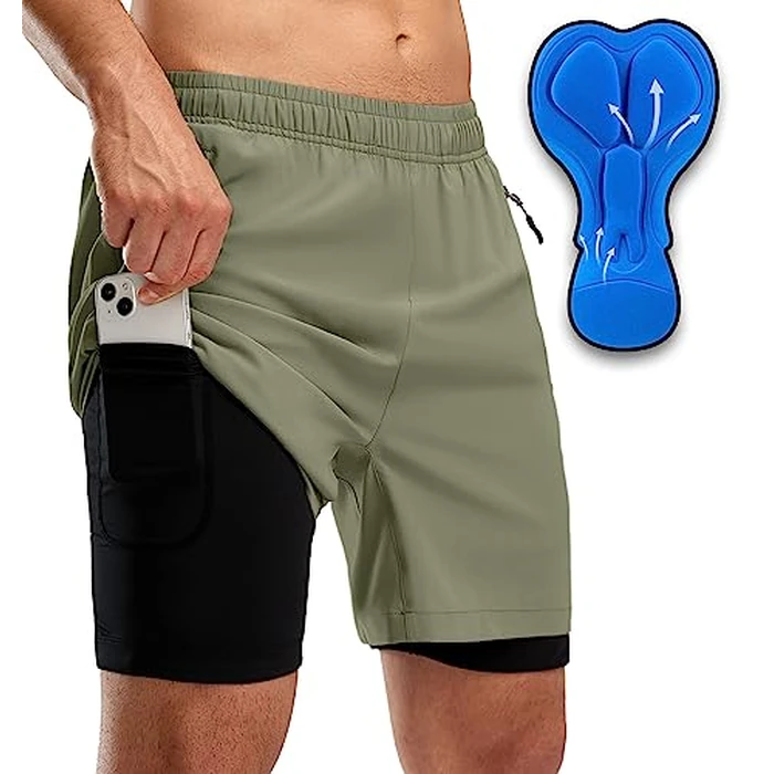 Men's Mountain Bike Shorts 3D Padded Loose-fit Biking Riding Cycling Bicycle Biker Cycle Padding Shorts for Men Zipper Pockets(Green,S) by Bikewa - Used - Like New condition - US$28.55