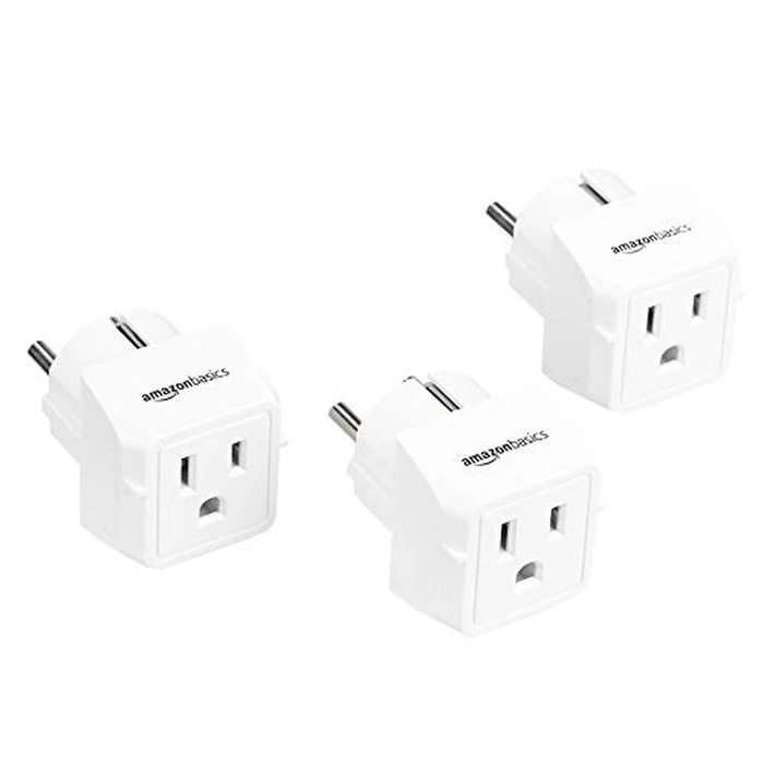 Amazon Basics 3-Pack Travel Plug Adapter Type E/F, US to Europe, Power Adapter for France, Germany, Greece, Hungary, Iceland, Netherlands, Norway, Poland, Portugal, Romania, Spain, White by Amazon Basics - Used - Like New condition