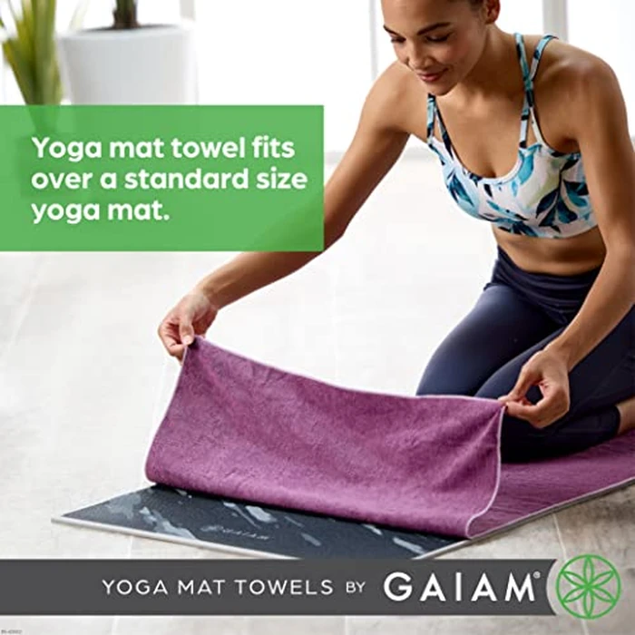 Gaiam Yoga Mat Towel Microfiber Mat-Sized Yoga Towel for Hot Yoga (68" L x 24" W), Folkstone Grey by Gaiam - Image 2