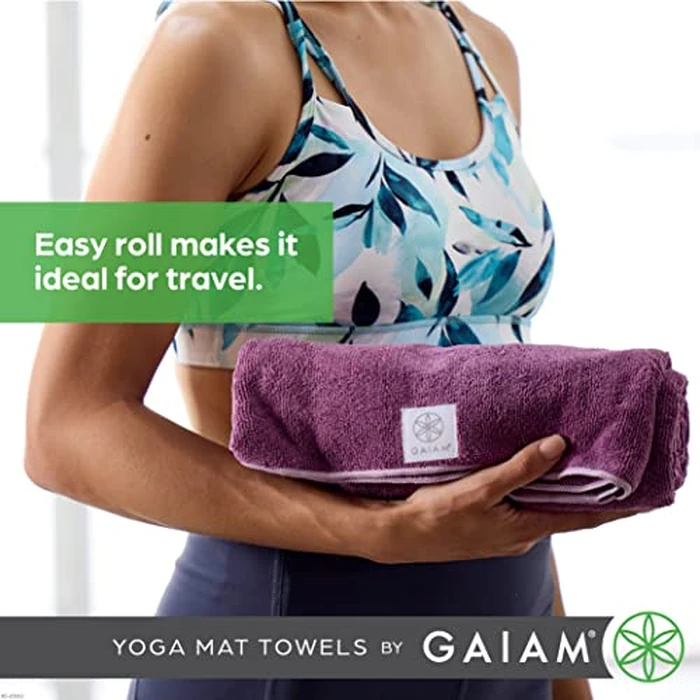 Gaiam Yoga Mat Towel Microfiber Mat-Sized Yoga Towel for Hot Yoga (68" L x 24" W), Folkstone Grey by Gaiam - Image 6