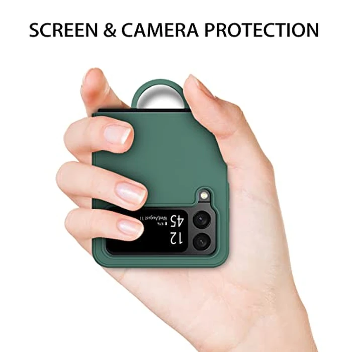 DUEDUE for Samsung Galaxy Z Flip 4 5G Case Liquid Silicone Soft Gel Rubber Slim Cover with Ring Holder Kickstand Shockproof Protective Phone Cases for Galaxy Z Flip 4 5G 6.7", Green by DUEDUE - Image 8
