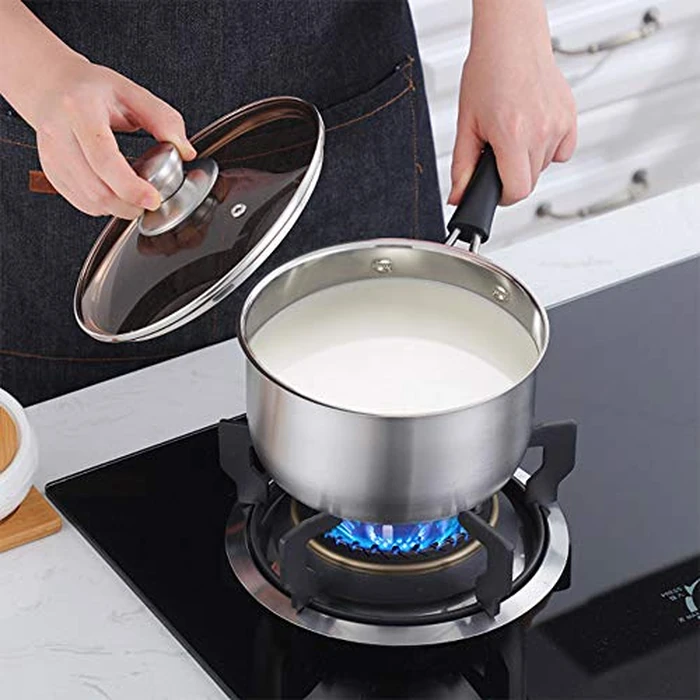 P&P CHEF 2QT Saucepan, Stainless Steel 2 Quart Saucepan with Lid, Multipurpose Sauce Pan for Kitchen Restaurant Cooking, Visible Glass lid & Heat-Proof Handles, Rust Resistant & Dishwasher Safe by P&P CHEF - Image 7
